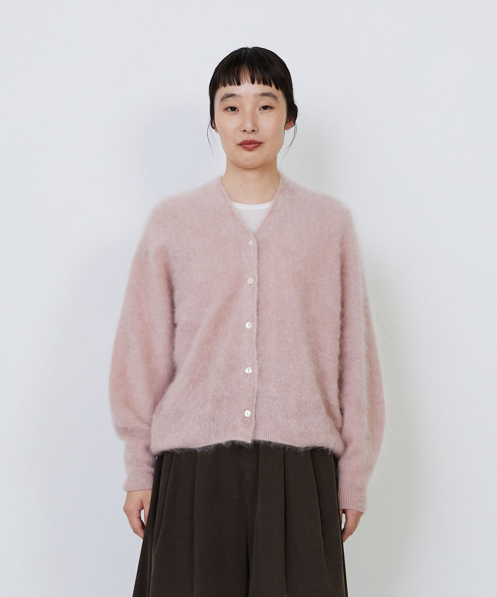 LOISIR カシミヤファー加工カーディガン ピンク