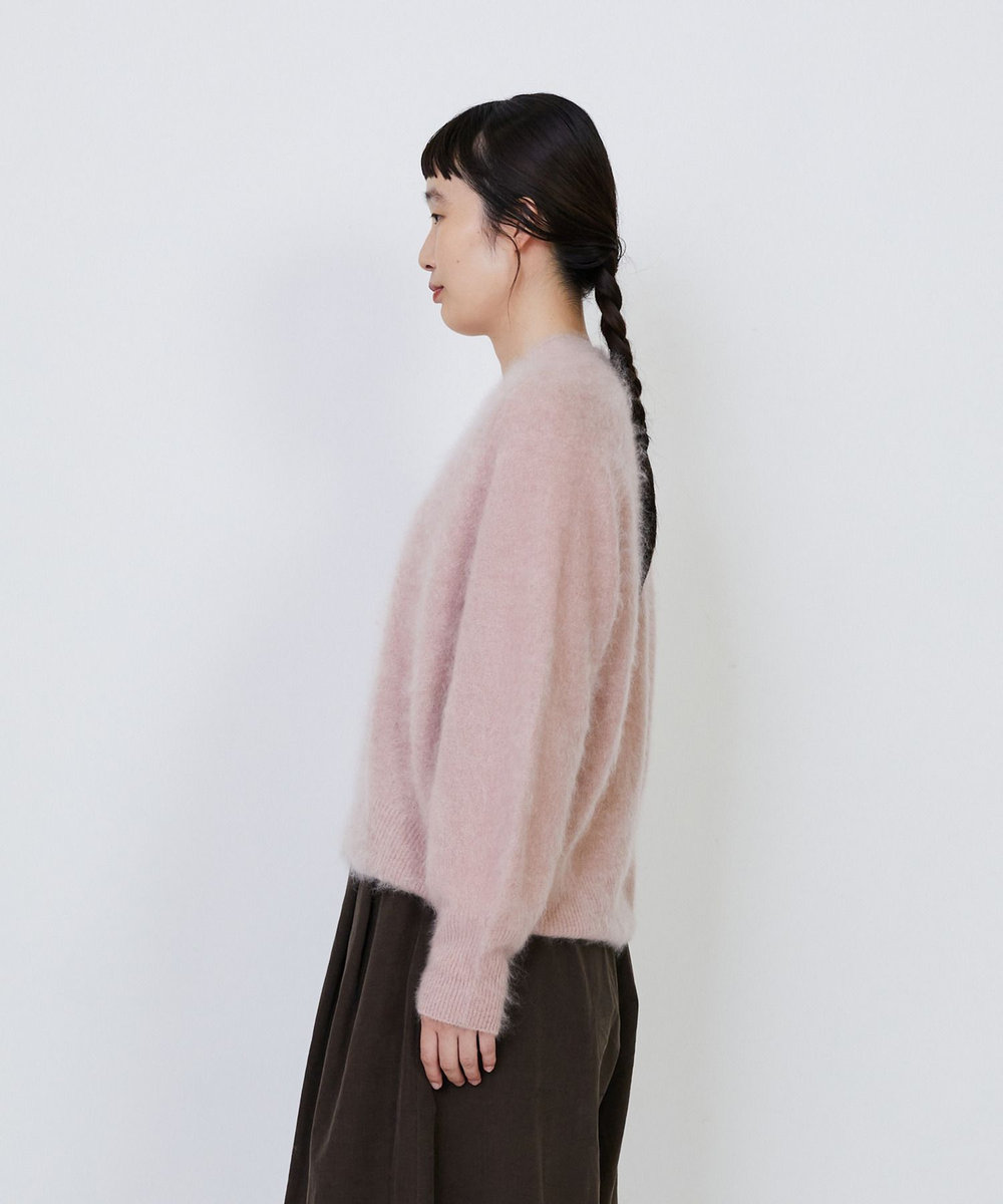 LOISIR カシミヤファー加工カーディガン ピンク