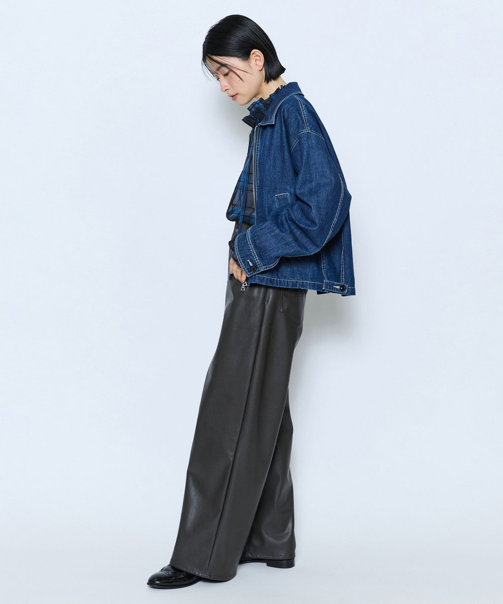 feerique feerique カラーデニムジップブルゾン インディゴブルー