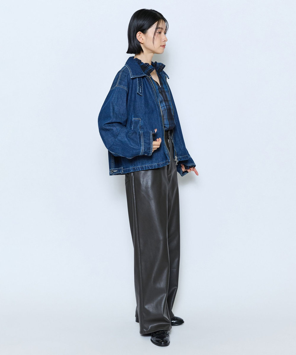 feerique feerique カラーデニムジップブルゾン インディゴブルー