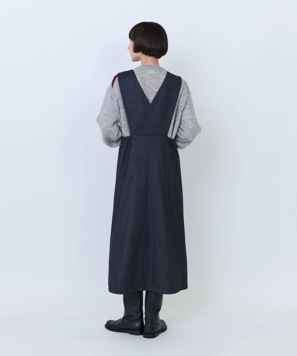 LOISIR クラシカルツイードジャンパースカート チャコールグレー