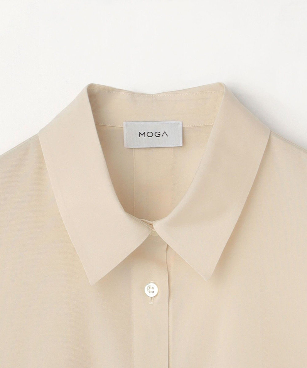 MOGA フラットオーガンジーシャツカラーシアーブラウス アイボリー