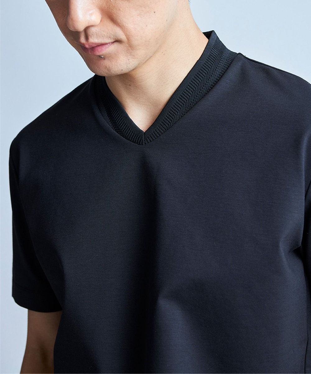 UNION STATION VネックテイラーTシャツ〈ストレッチ・マシンウォッシャブル・防臭・接触冷感〉	 ブラック