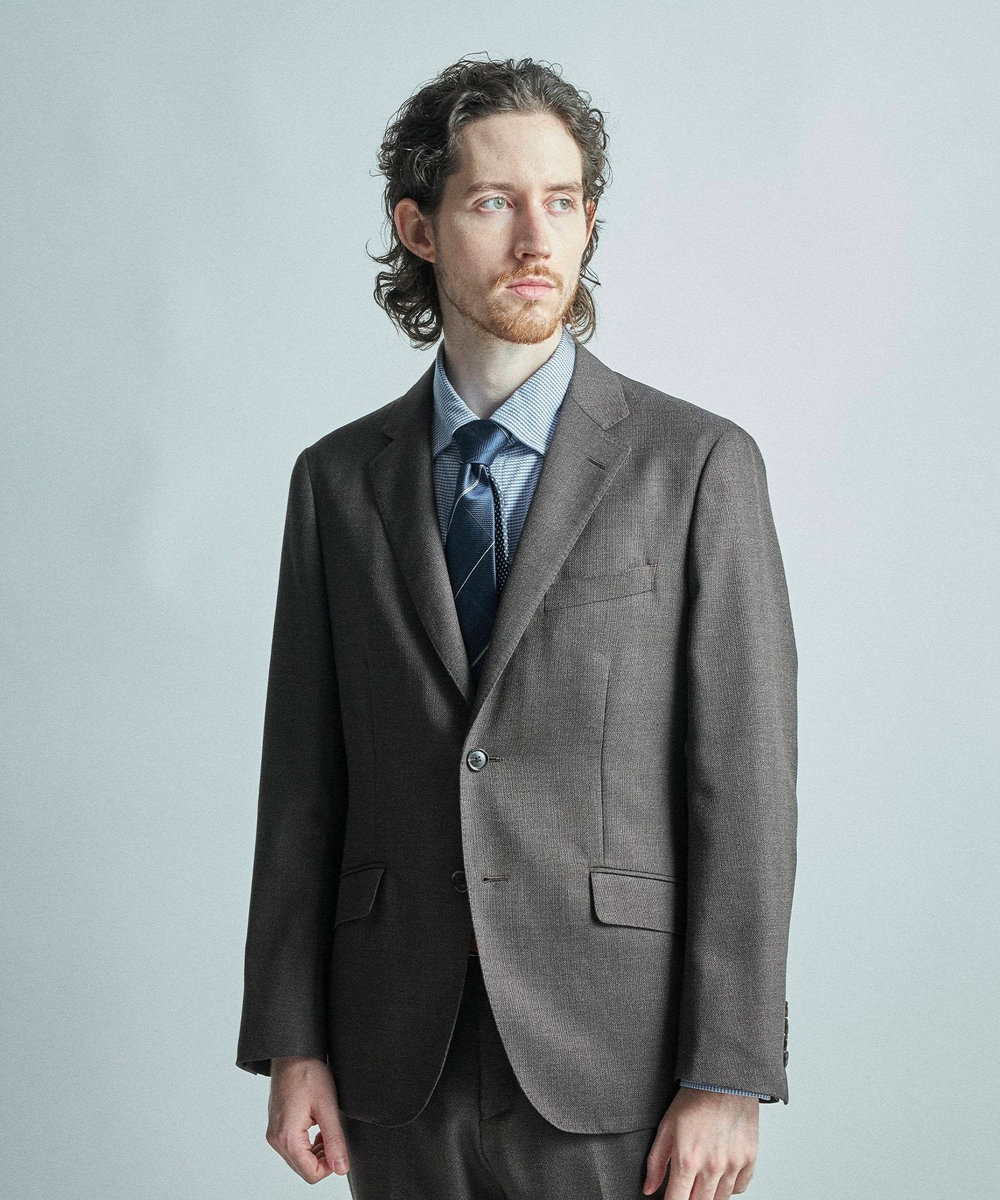 MEN'S BIGI チェック×ドット柄シルクネクタイ ブルー