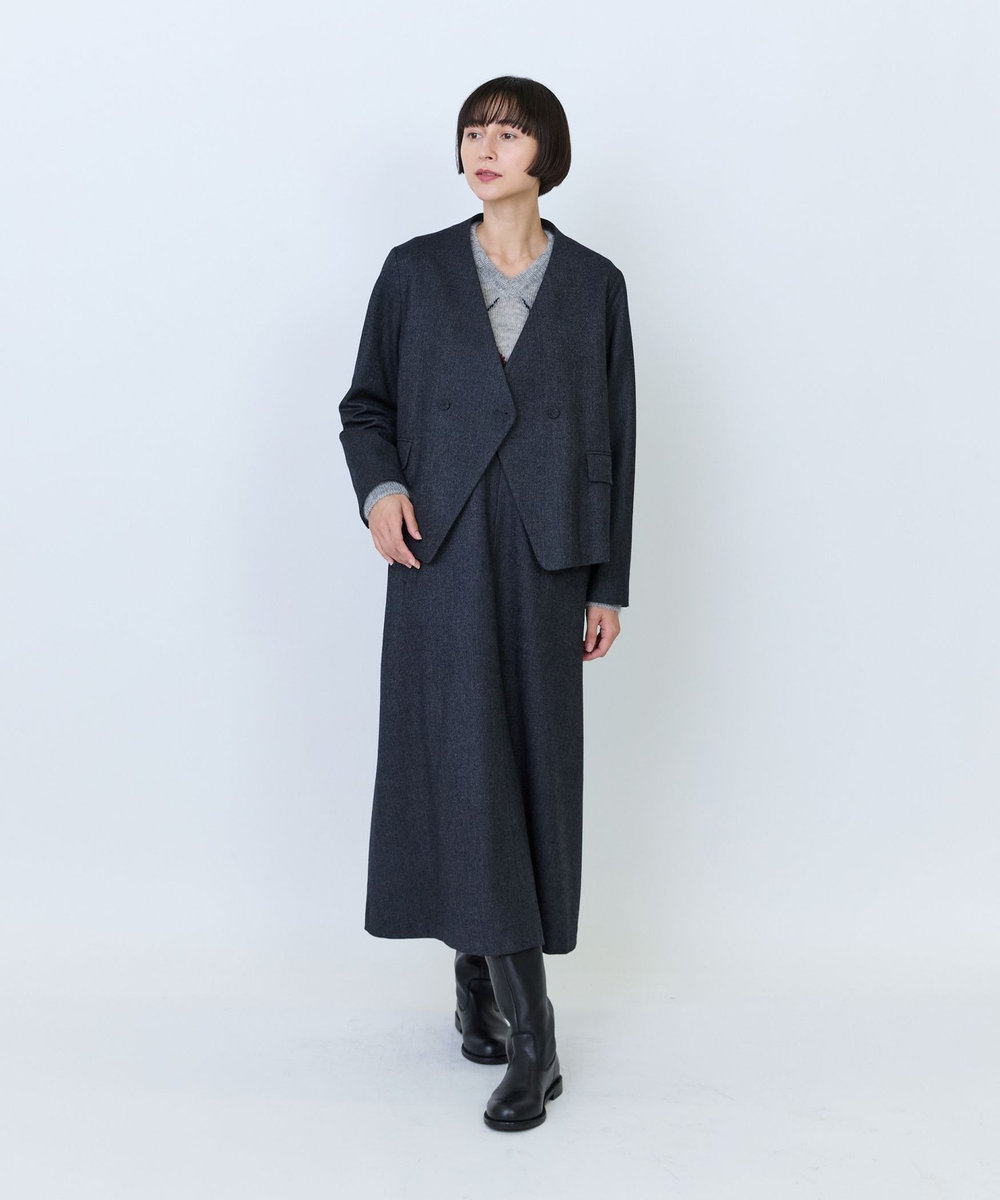 LOISIR クラシカルツイードジャンパースカート チャコールグレー