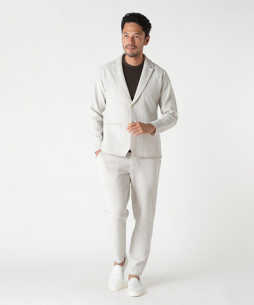 MEN'S BIGI 【ACTIVE TAILOR】ヘリンボーンニットジャケット オフホワイト