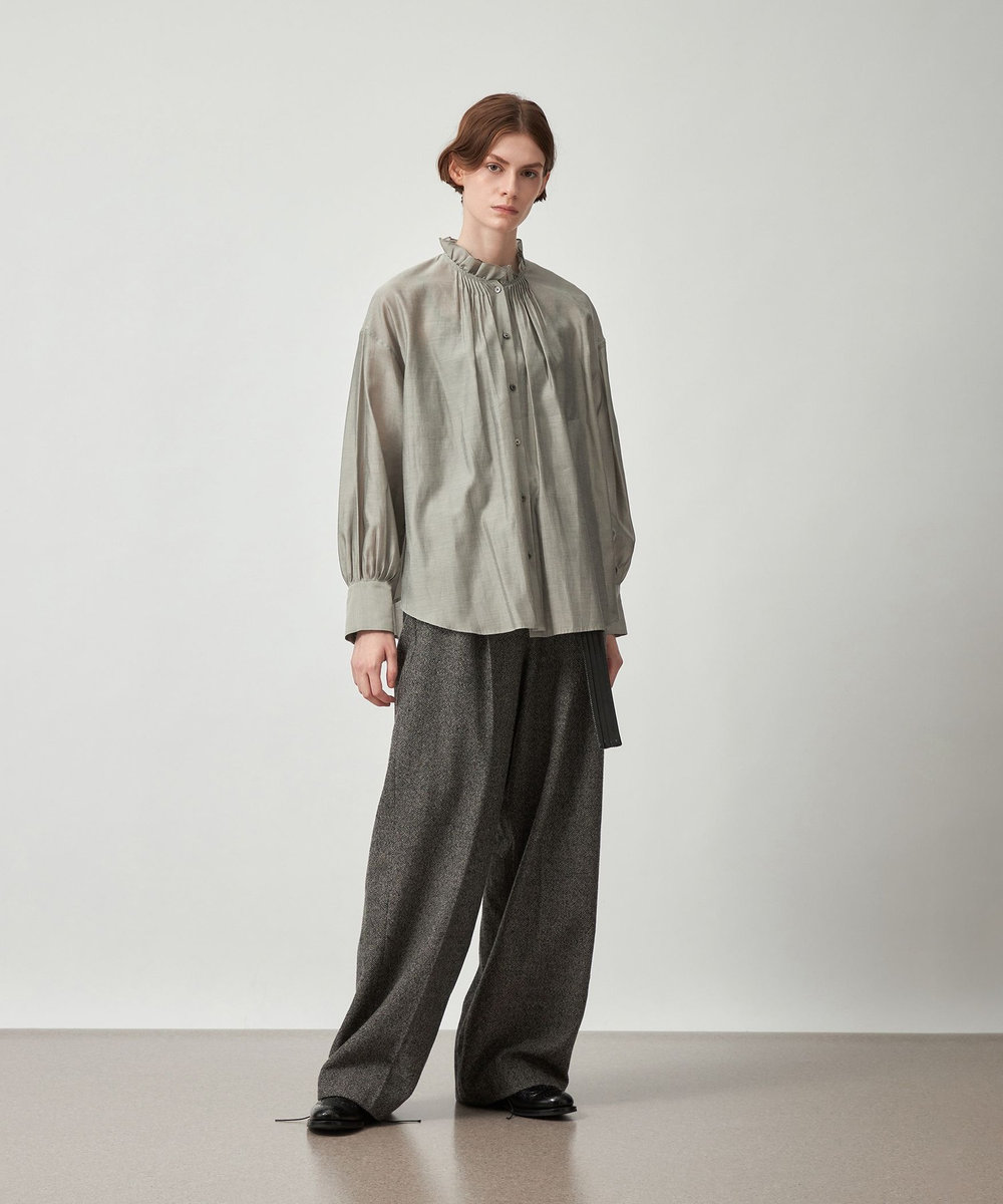 DÉPAREILLÉ WOOL SLUB BELTED PANTS / ウールスラブベルテッドパンツ グレー