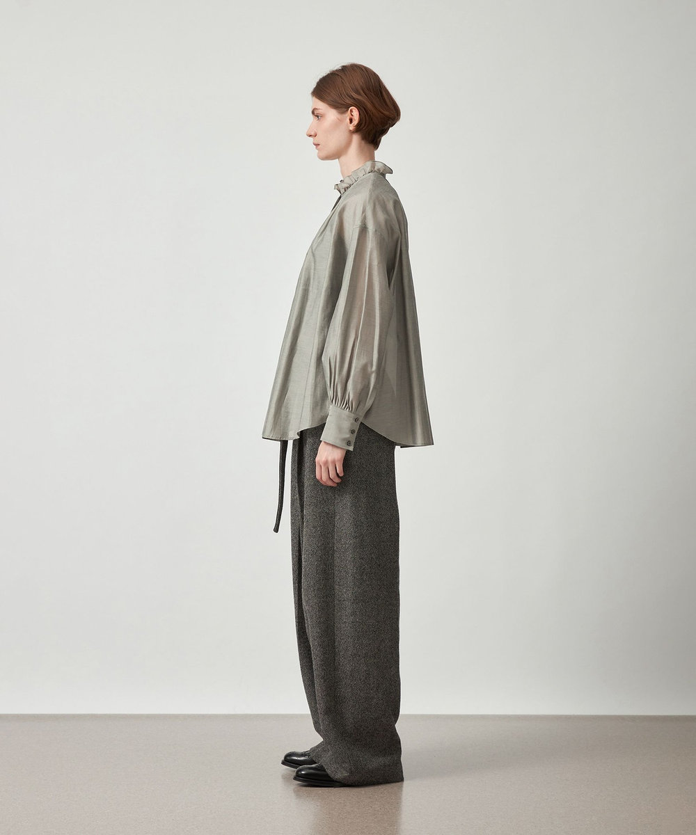 DÉPAREILLÉ WOOL SLUB BELTED PANTS / ウールスラブベルテッドパンツ グレー