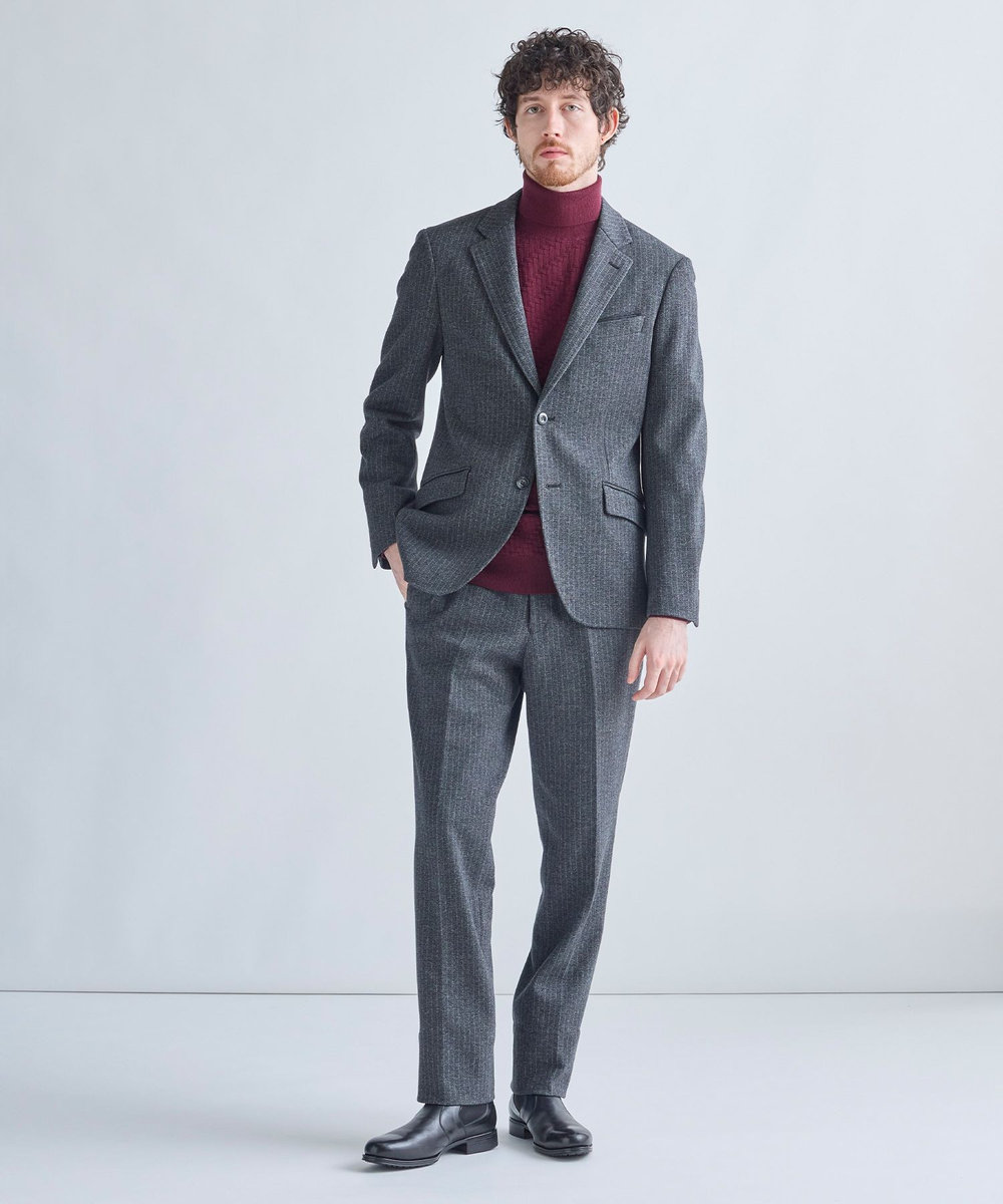 MEN'S BIGI ウール混ツイルジャージスラックス グレー系その他