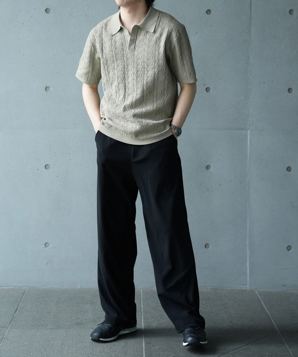 UNION STATION *WEB限定 ルーズフィットジャガードスキッパーポロ ベージュ