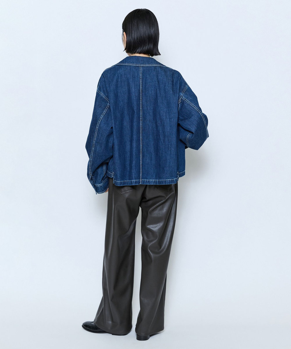 feerique feerique カラーデニムジップブルゾン インディゴブルー