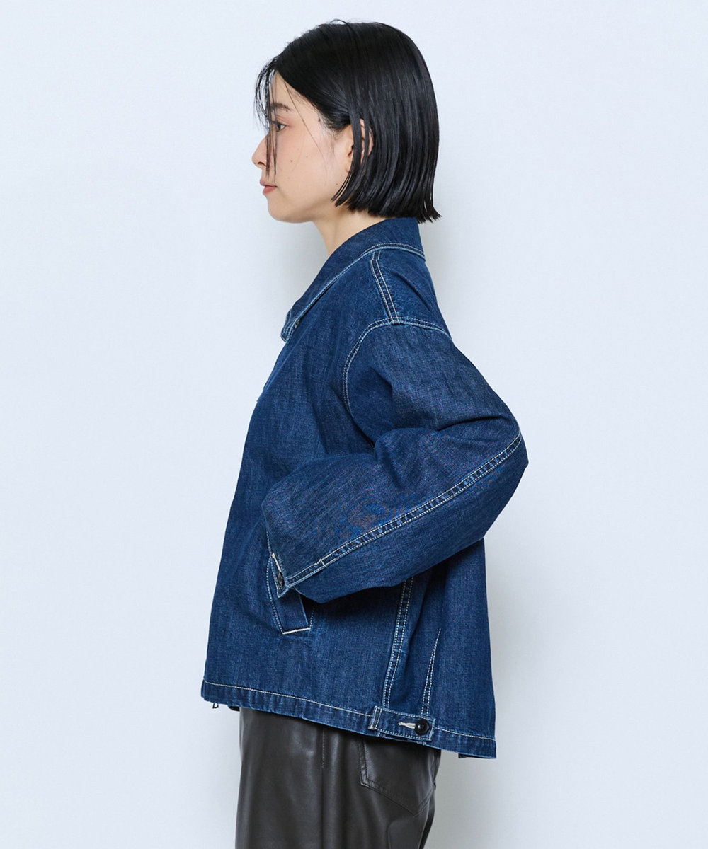 feerique feerique カラーデニムジップブルゾン インディゴブルー