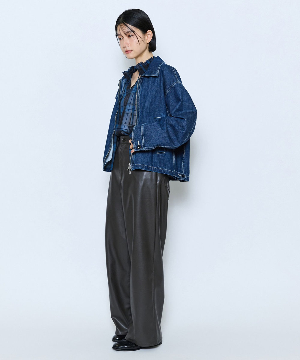 feerique feerique カラーデニムジップブルゾン インディゴブルー