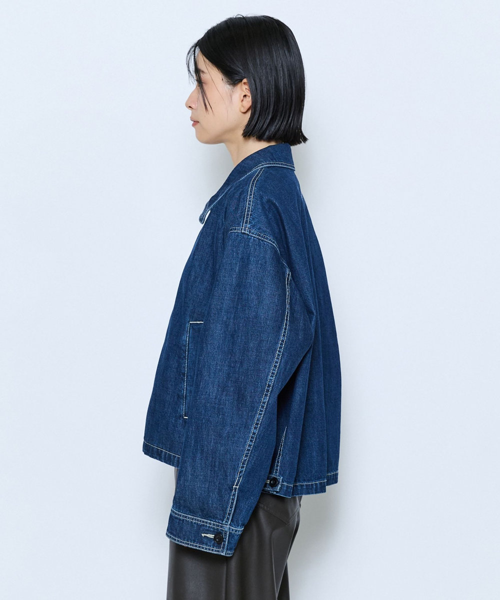 feerique feerique カラーデニムジップブルゾン インディゴブルー