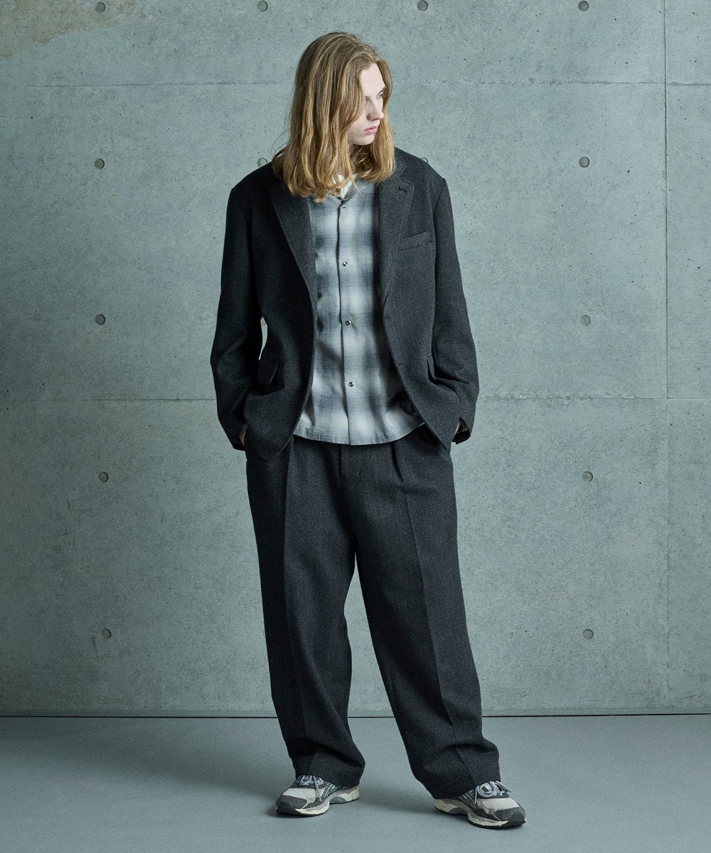 MEN'S BIGI オンブレーチェックヴィンテージ調シャツ ブラック