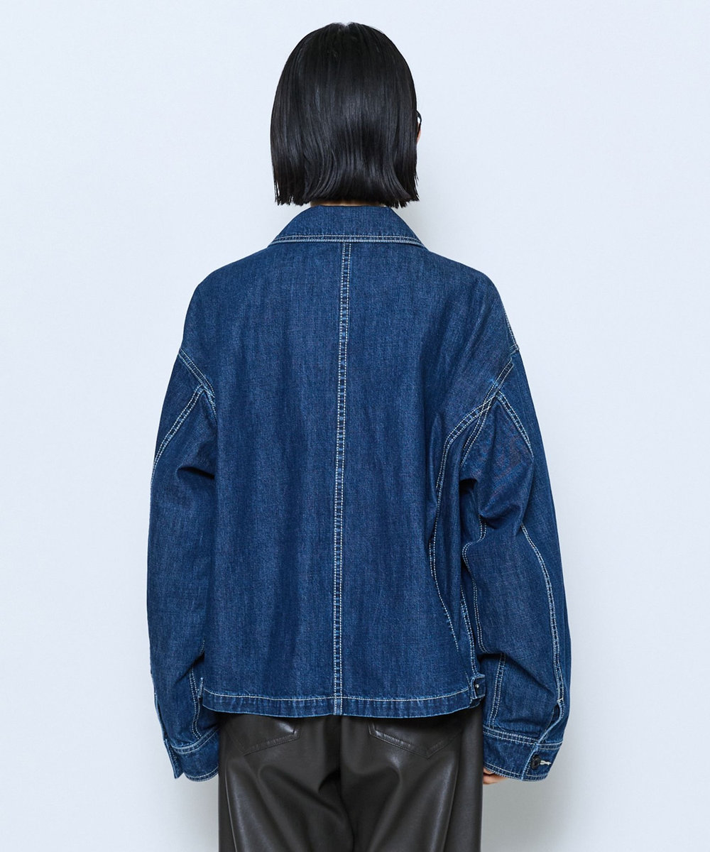feerique feerique カラーデニムジップブルゾン インディゴブルー