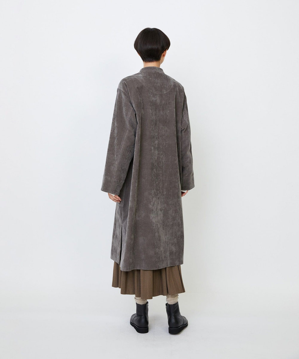 LOISIR シャンブレーベルベットワンピースコート ブラウン