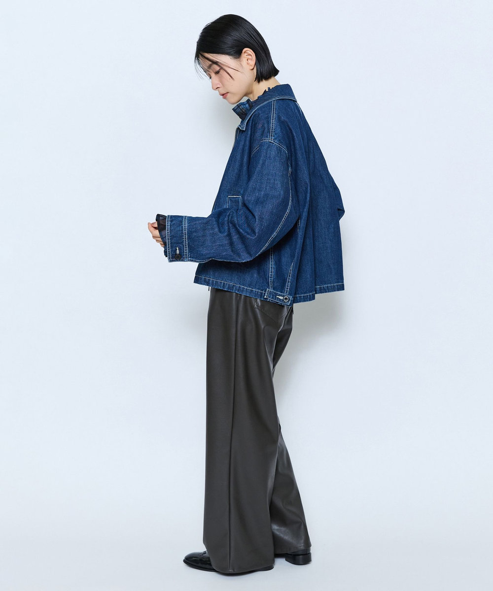 feerique feerique カラーデニムジップブルゾン インディゴブルー