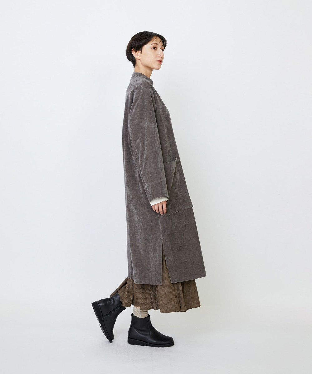 LOISIR シャンブレーベルベットワンピースコート ブラウン