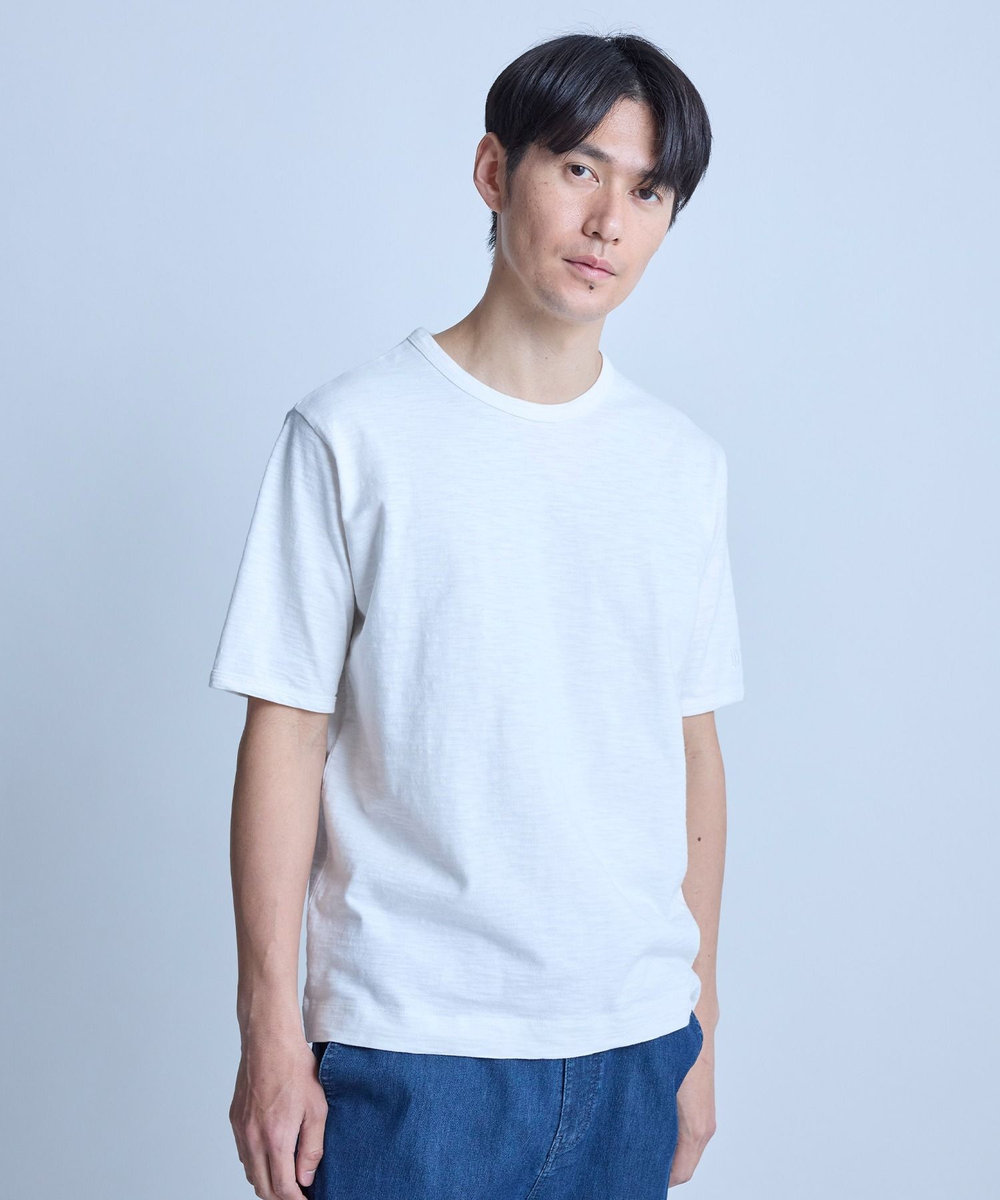 UNION STATION スラブ天竺袖刺繍Tシャツ ホワイト