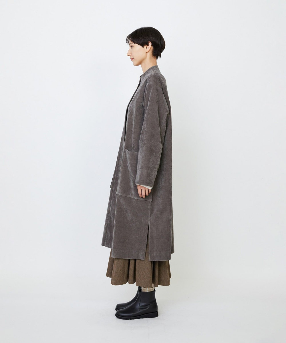 LOISIR シャンブレーベルベットワンピースコート ブラウン
