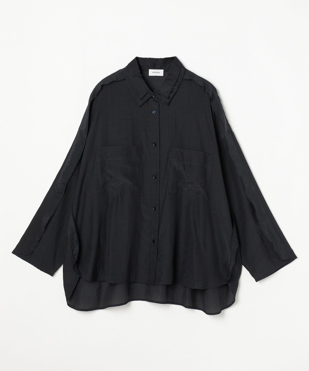 MOGA Lサイズ（大きいサイズ） 【大きいサイズ】トリアセコットンローンシャツブラウス ネイビー