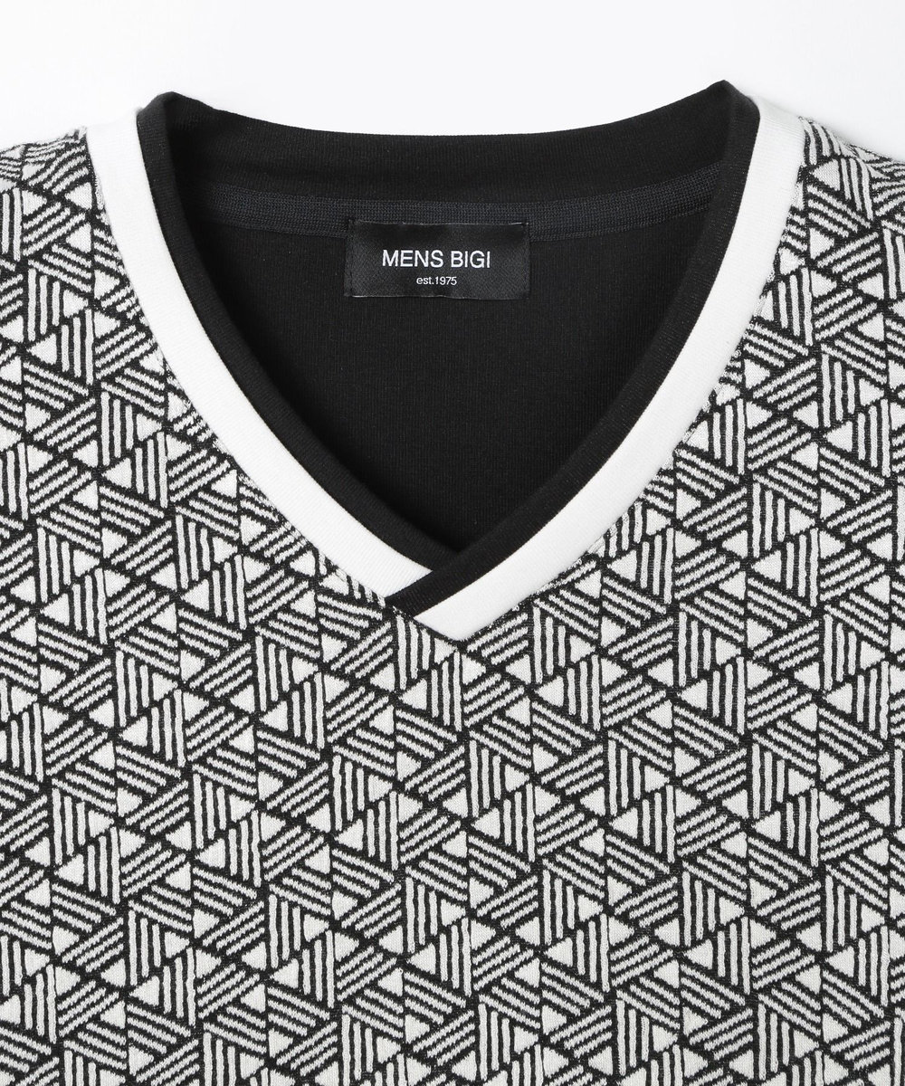 MEN'S BIGI フクレジャカードロングＴシャツ ホワイト系その他