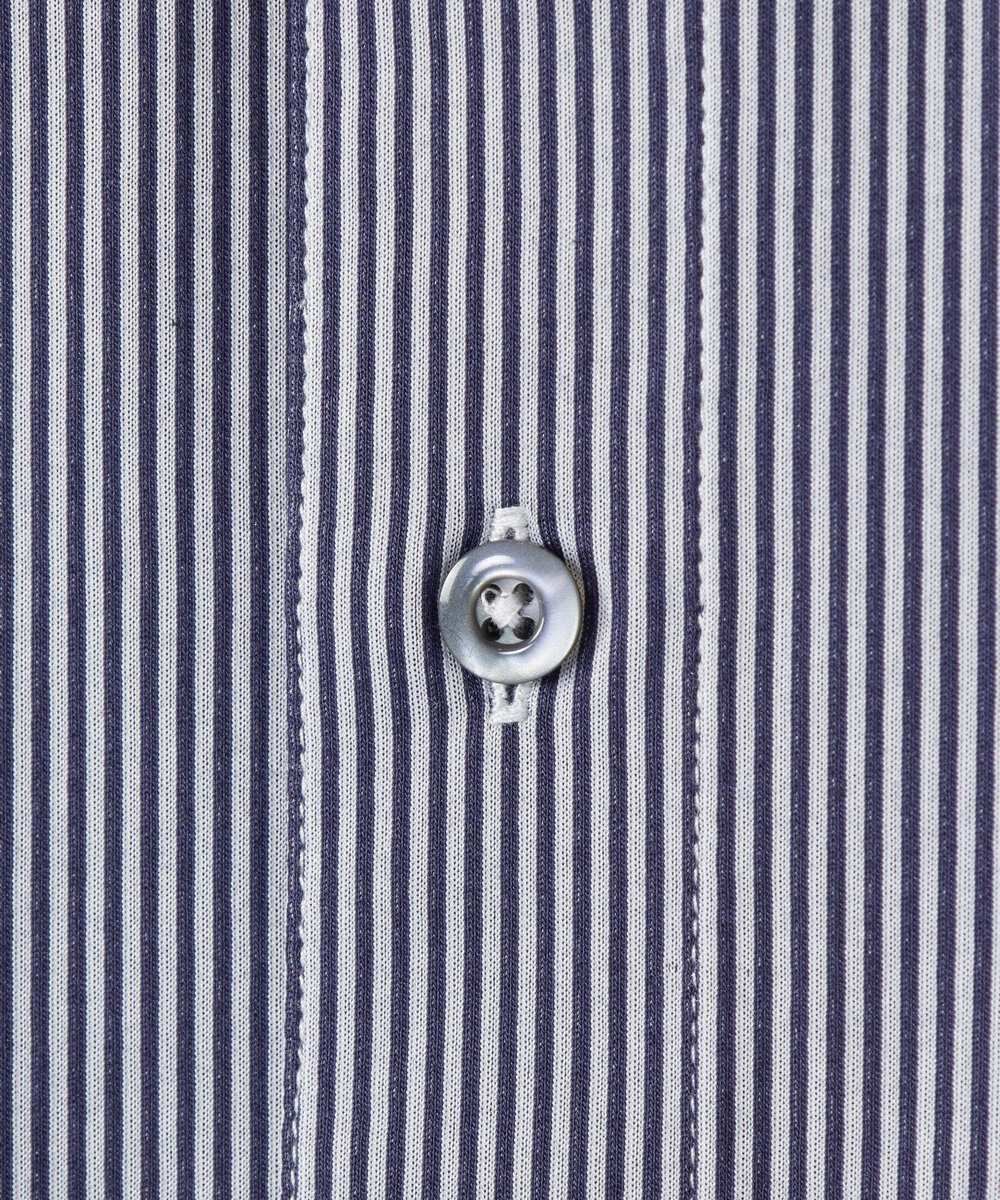 MEN'S BIGI J-CAMICIE ハイゲージジャージドレスシャツ（Albini×RENU）＜ストレッチ＞ ネイビー