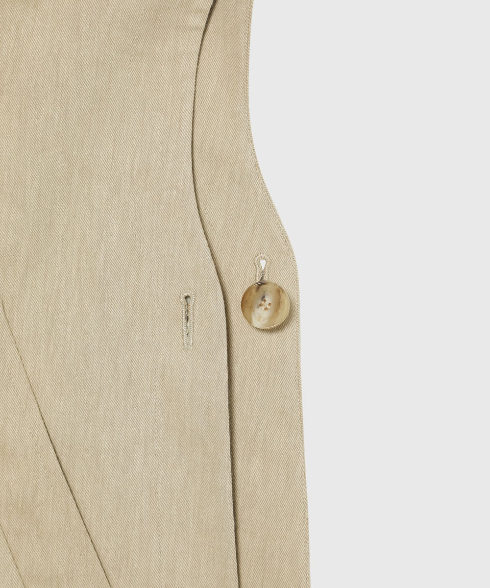 DÉPAREILLÉ VISCORSE LINEN PONCHO GILET / ヴィスコースリネンポンチョジレ ベージュ