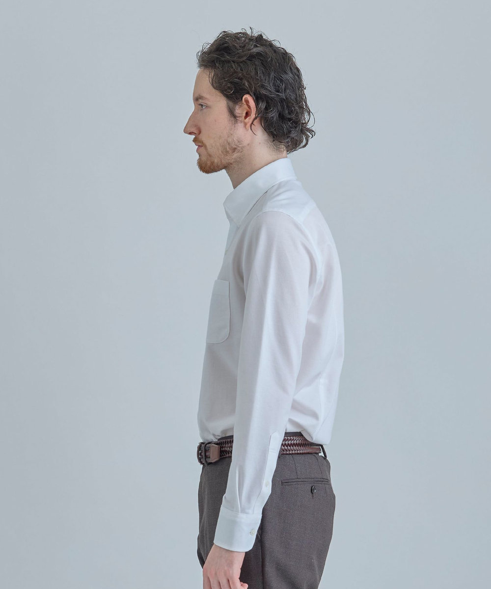 MEN'S BIGI J-CAMICIE ハイゲージジャージドレスシャツ（Albini×RENU）＜ストレッチ＞ ホワイト