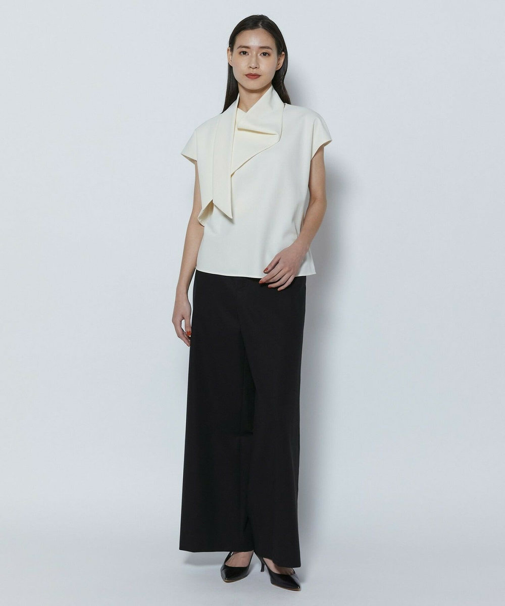 L'EQUIPE COUTURIER 60/2Vダブルクロスブラウス ホワイト