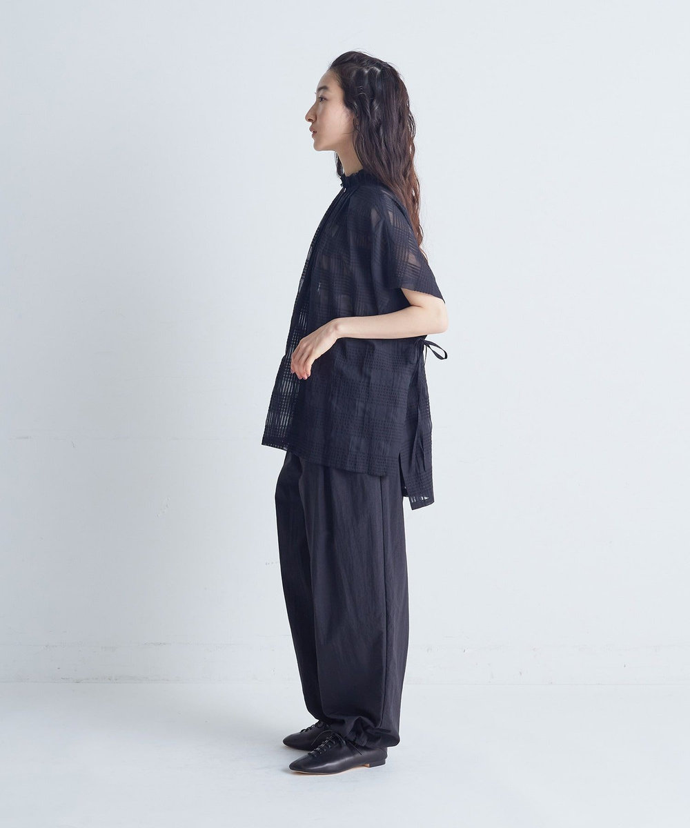 congés payés ADIEU TRISTESSE シアーチェックブラウス ブラック