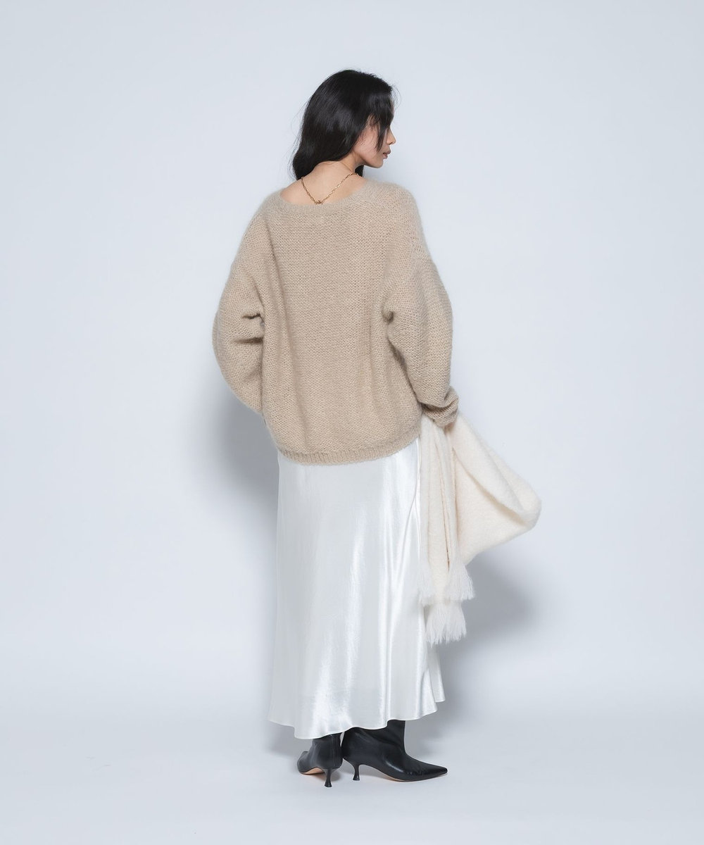 1er Arrondissement キッドモヘアケーブルニット モカ