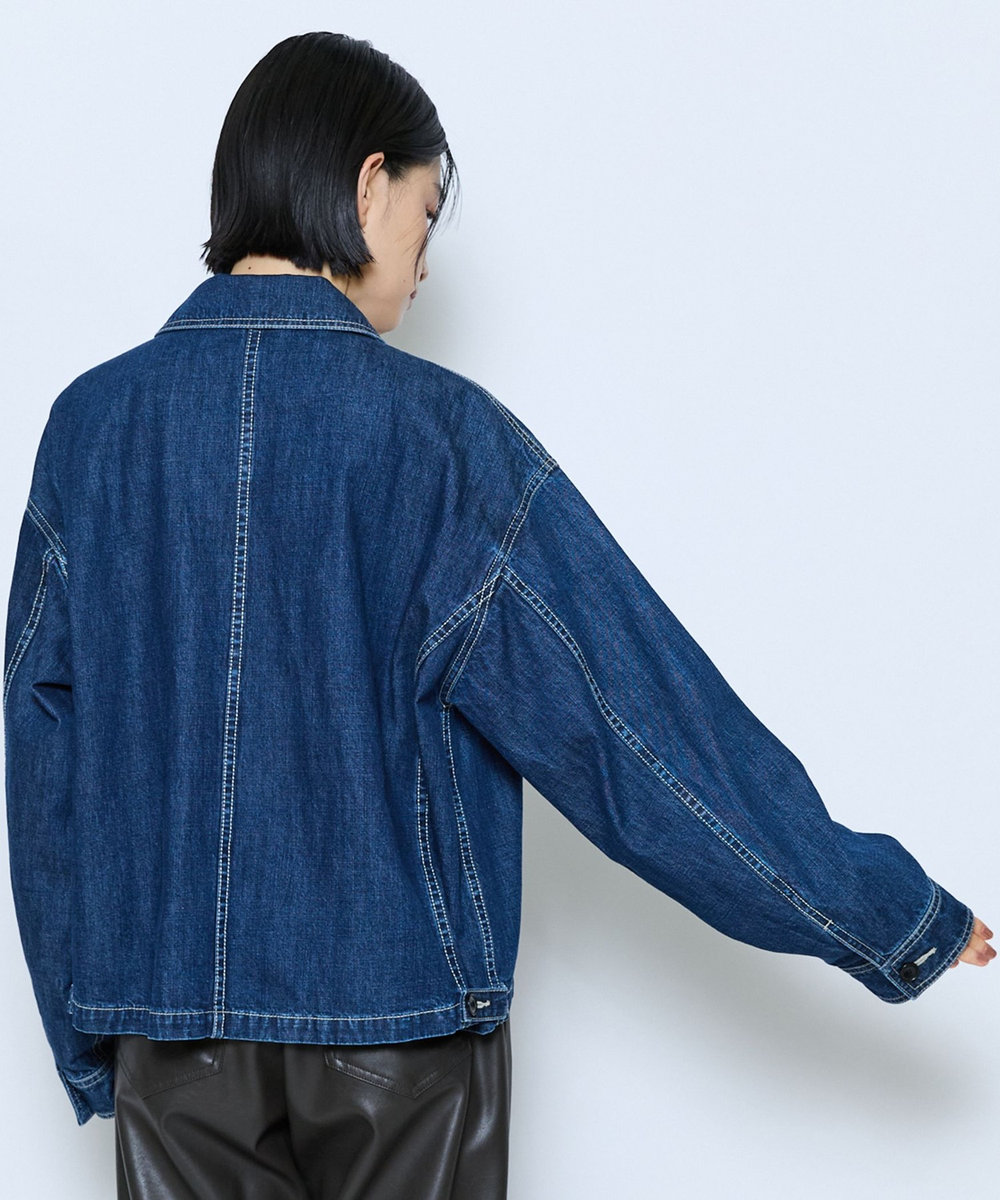 feerique feerique カラーデニムジップブルゾン インディゴブルー