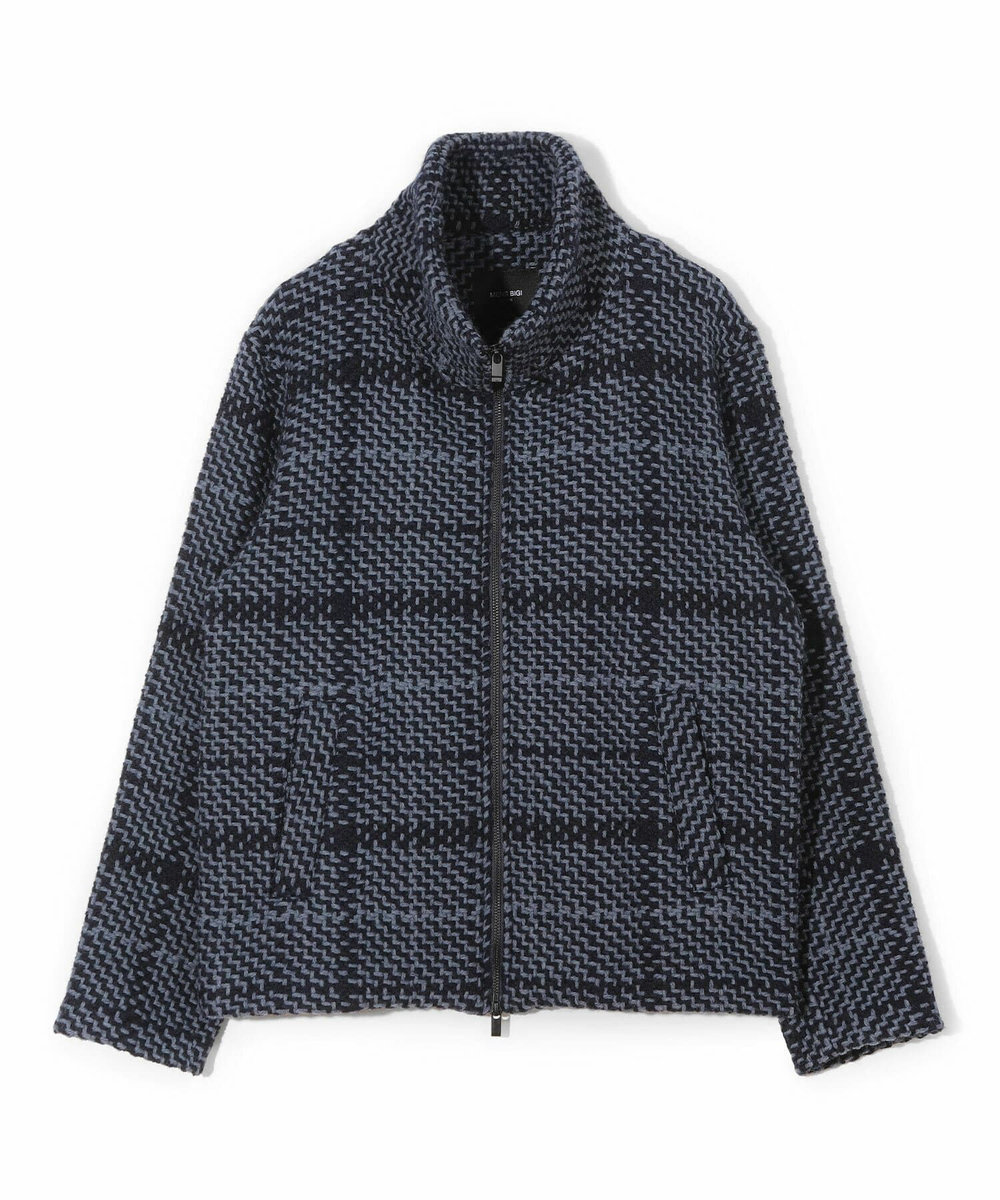 MEN'S BIGI 【John Branigan/ジョン・ブラニガン】別注チェック柄ニット風ブルゾン ネイビー