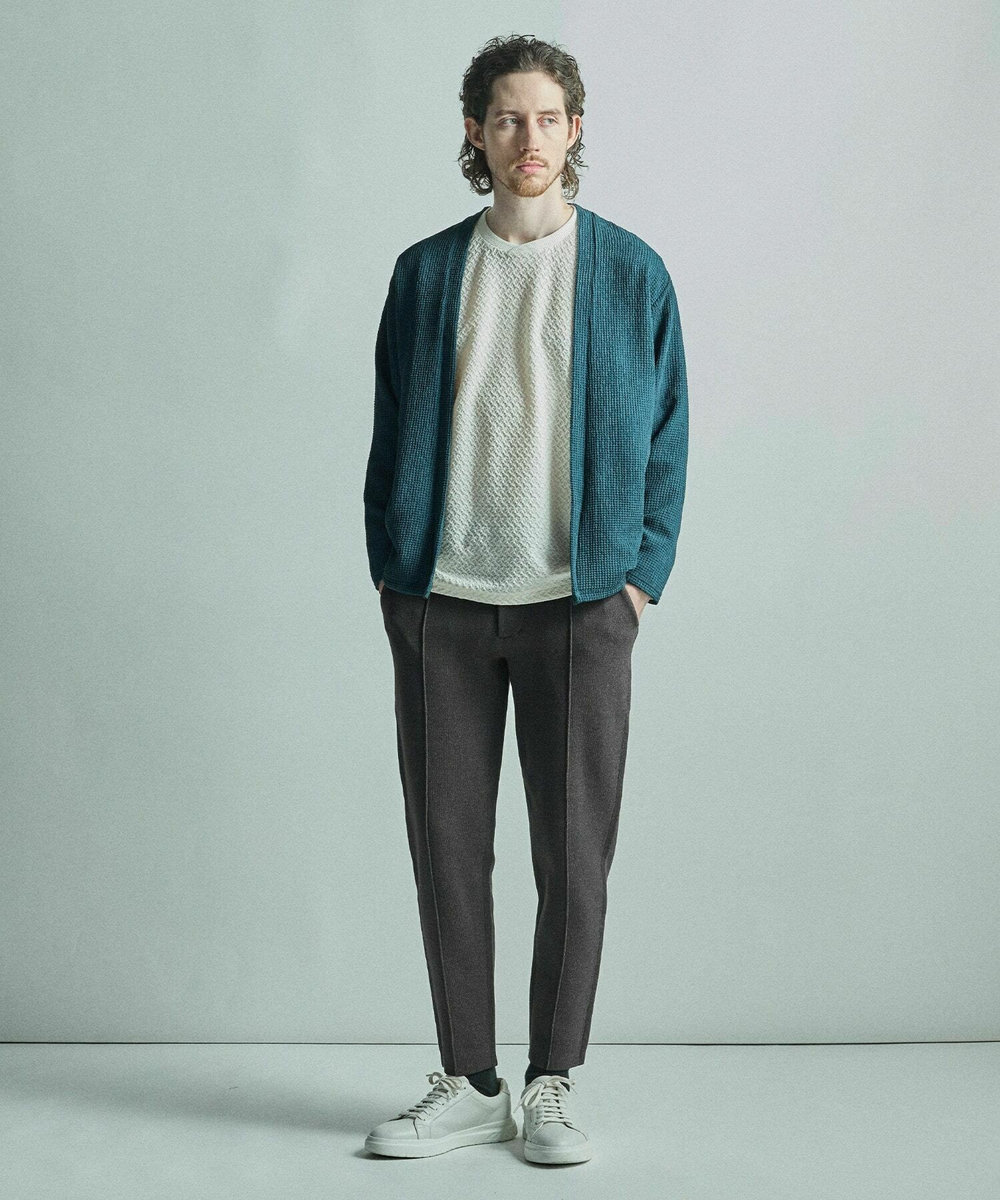 MEN'S BIGI シャーリングジャカードロングスリーブTシャツ ホワイト