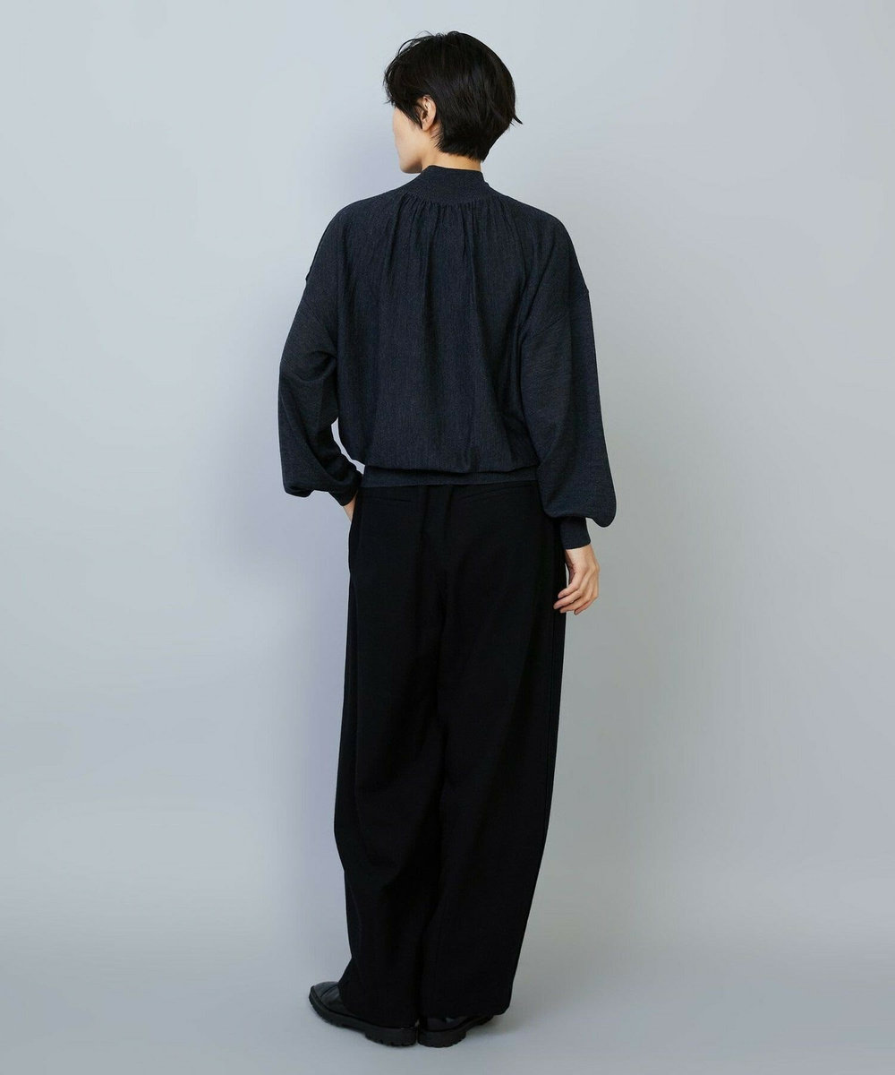 MOGA TOPAZギャザーパフスリーブニット チャコールグレー
