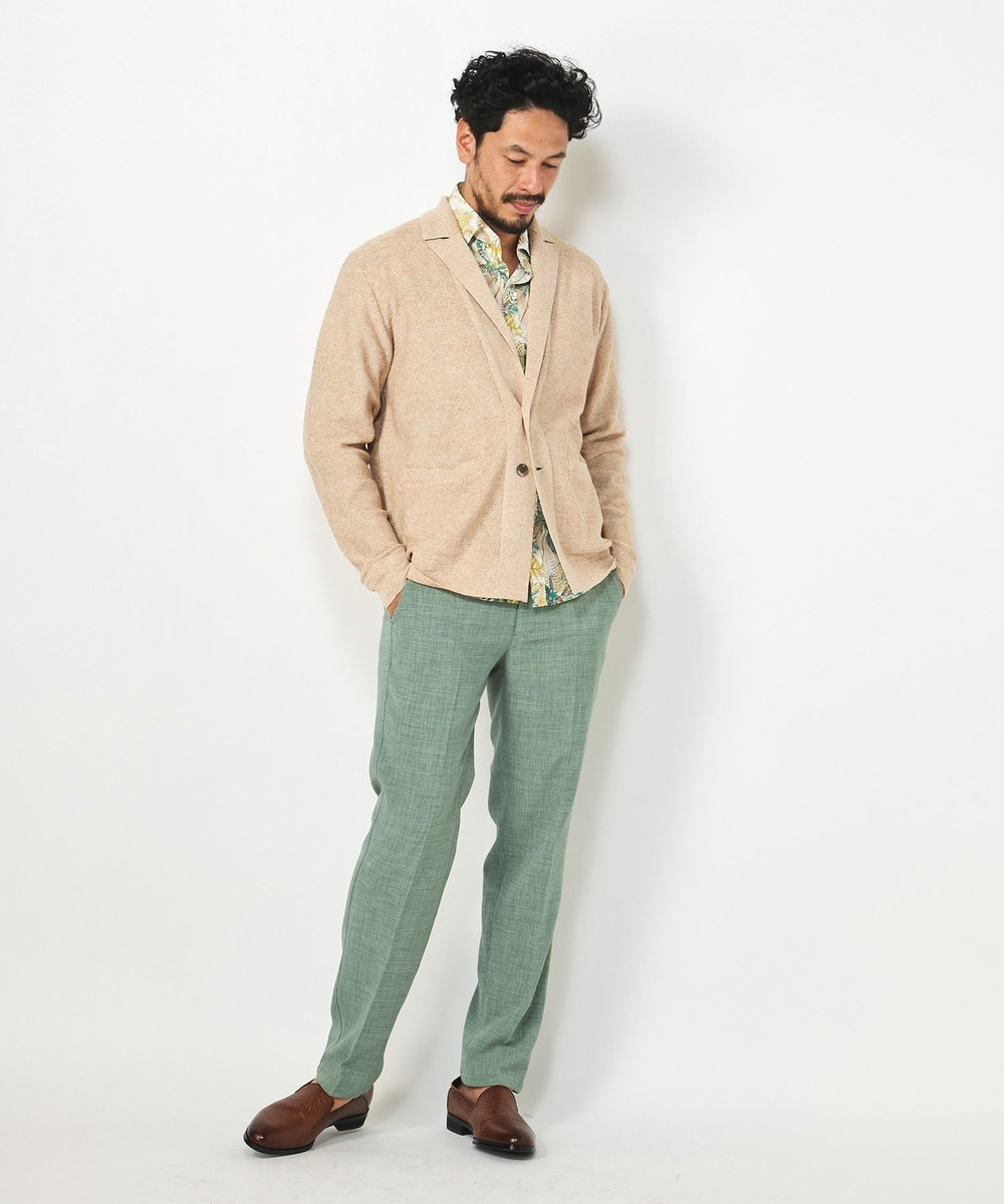 MEN'S BIGI ジャケットデザインニット ベージュ