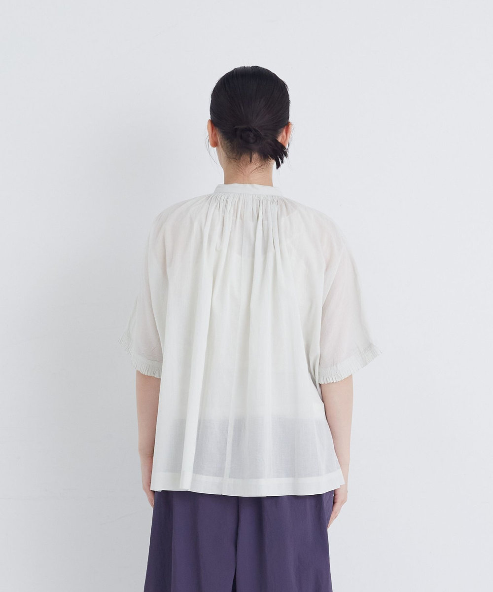 congés payés ADIEU TRISTESSE 【FAVE】インドコットンタックスリーブブラウス ライトグレー