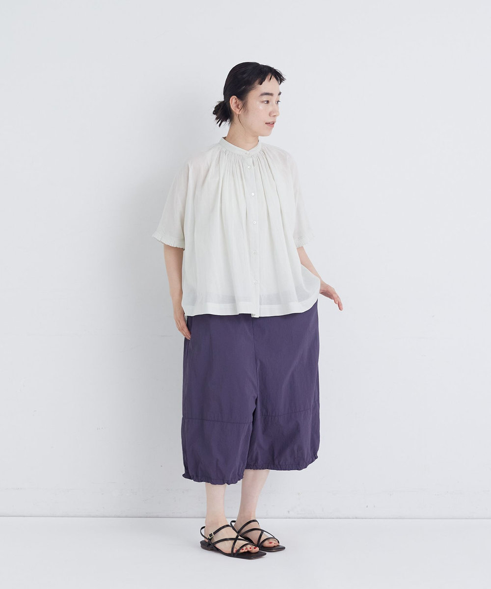 congés payés ADIEU TRISTESSE 【FAVE】インドコットンタックスリーブブラウス ライトグレー