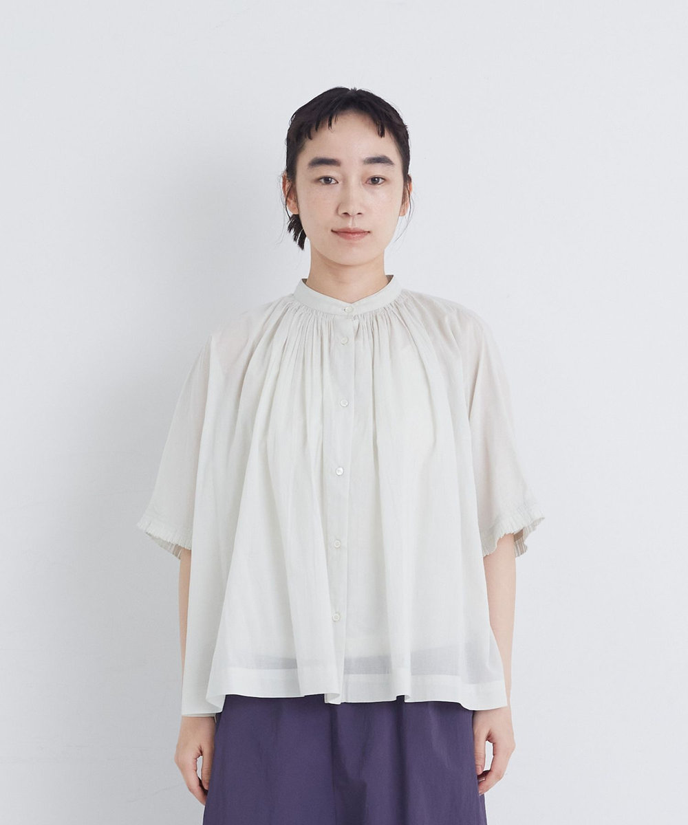 congés payés ADIEU TRISTESSE 【FAVE】インドコットンタックスリーブブラウス ライトグレー