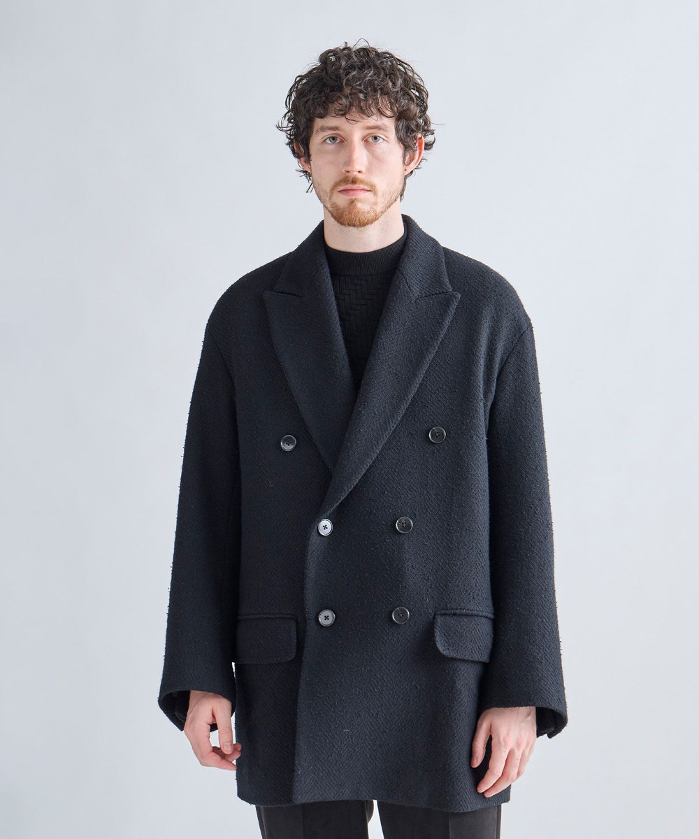 MEN'S BIGI 【BASED ON MEN'S BIGI HERITAGE】ブラックヘリンボーン コテージコート ブラック