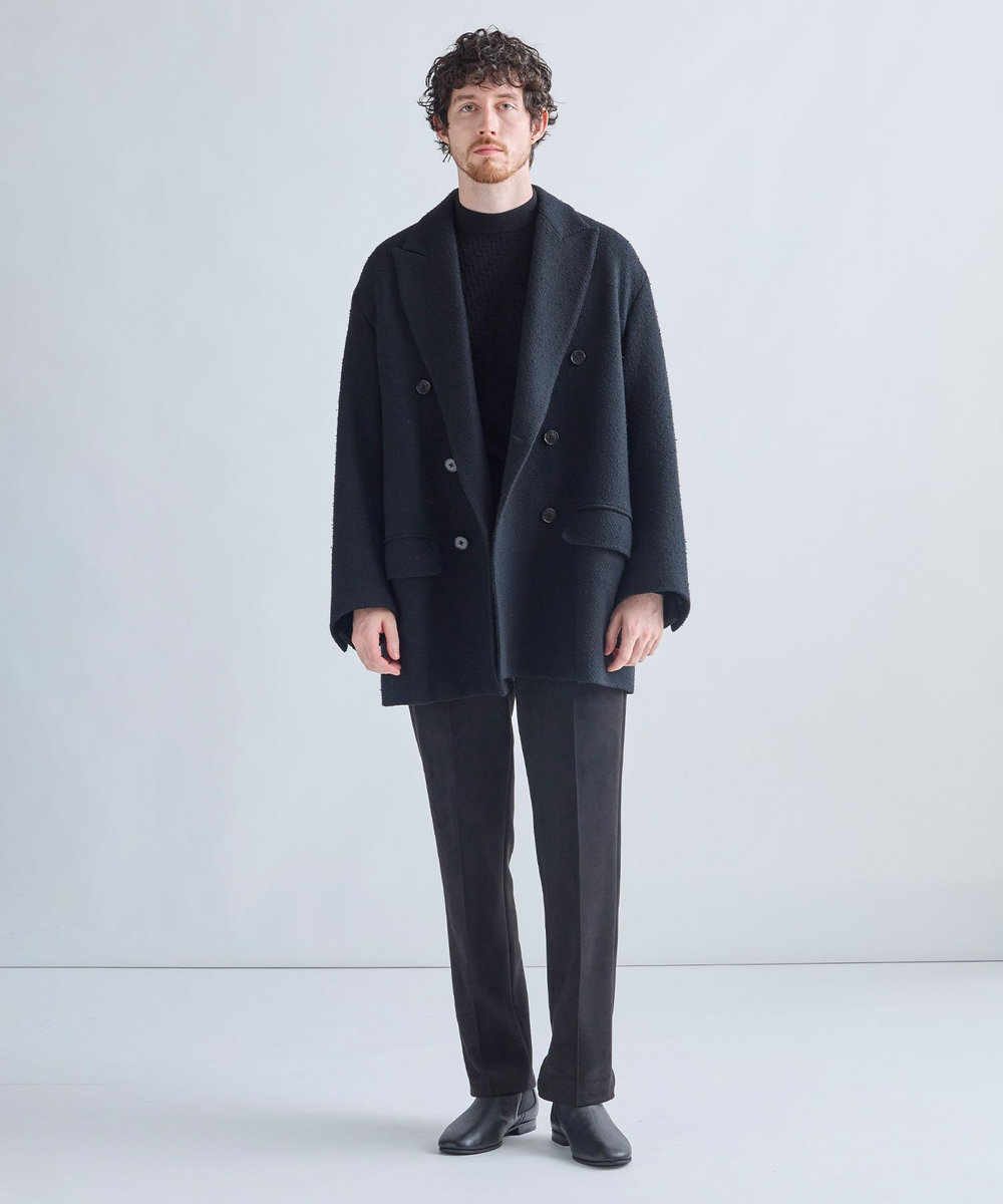MEN'S BIGI 【BASED ON MEN'S BIGI HERITAGE】ブラックヘリンボーン コテージコート ブラック