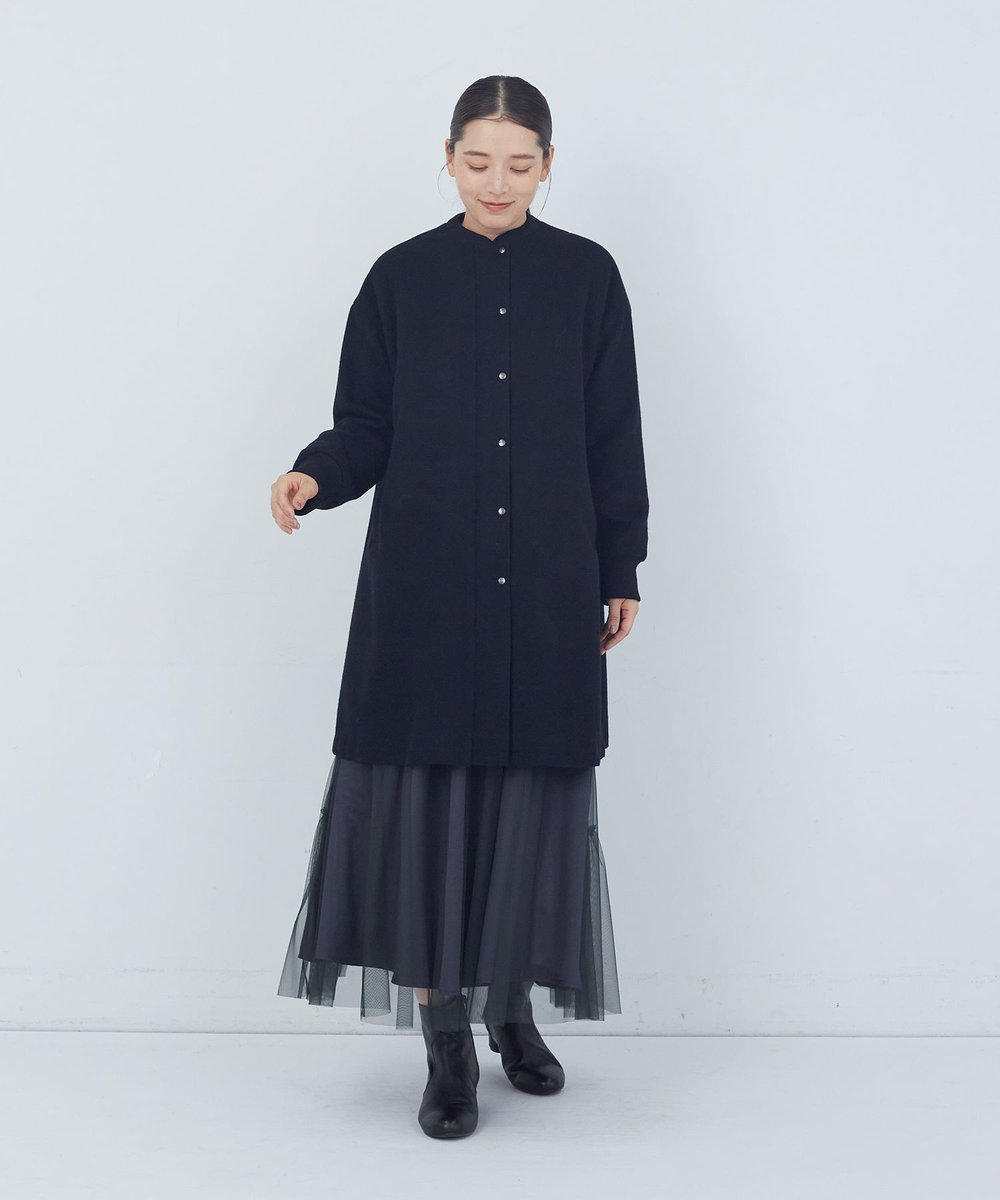 ADIEU TRISTESSE リブ付きハーフコート ブラック