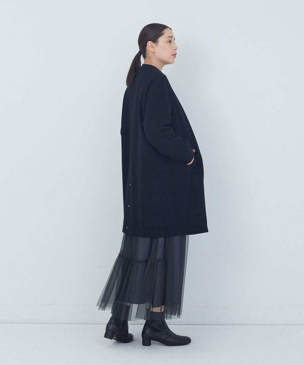 ADIEU TRISTESSE リブ付きハーフコート ブラック