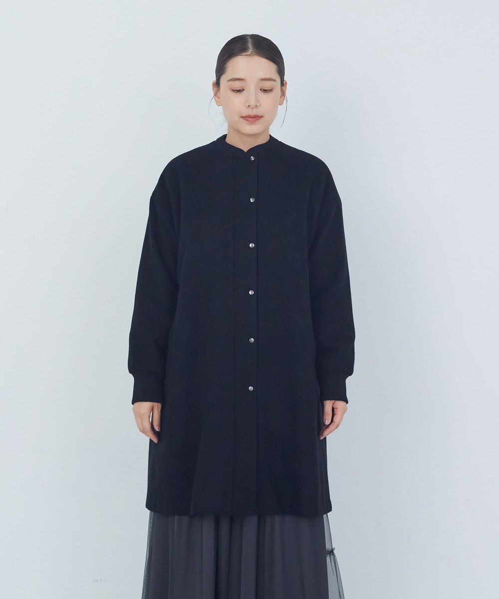 ADIEU TRISTESSE リブ付きハーフコート ブラック