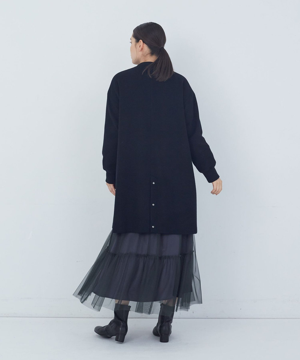 ADIEU TRISTESSE リブ付きハーフコート ブラック