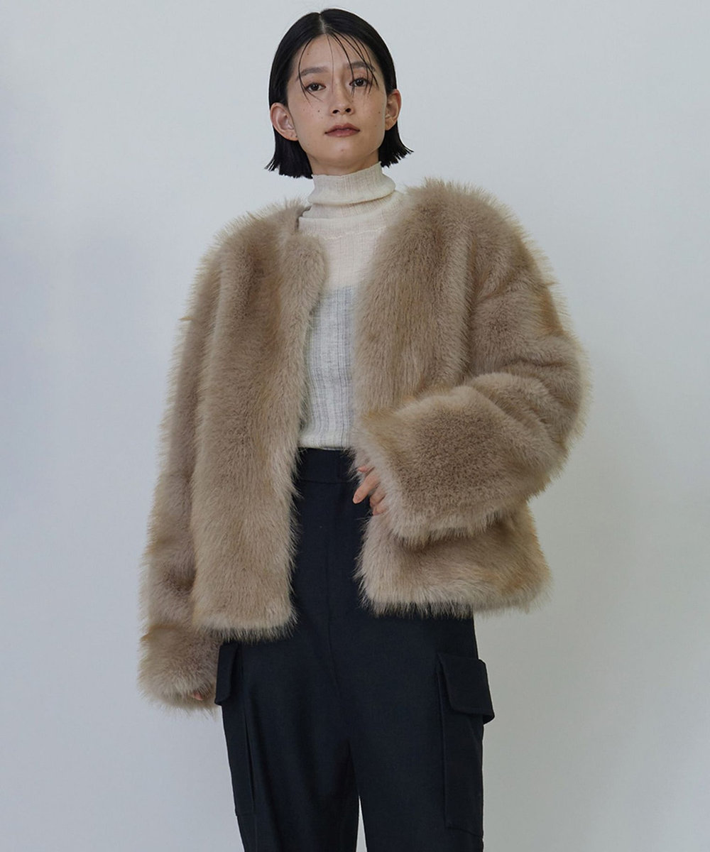 1er Arrondissement ECOPELファーショートコート ベージュ