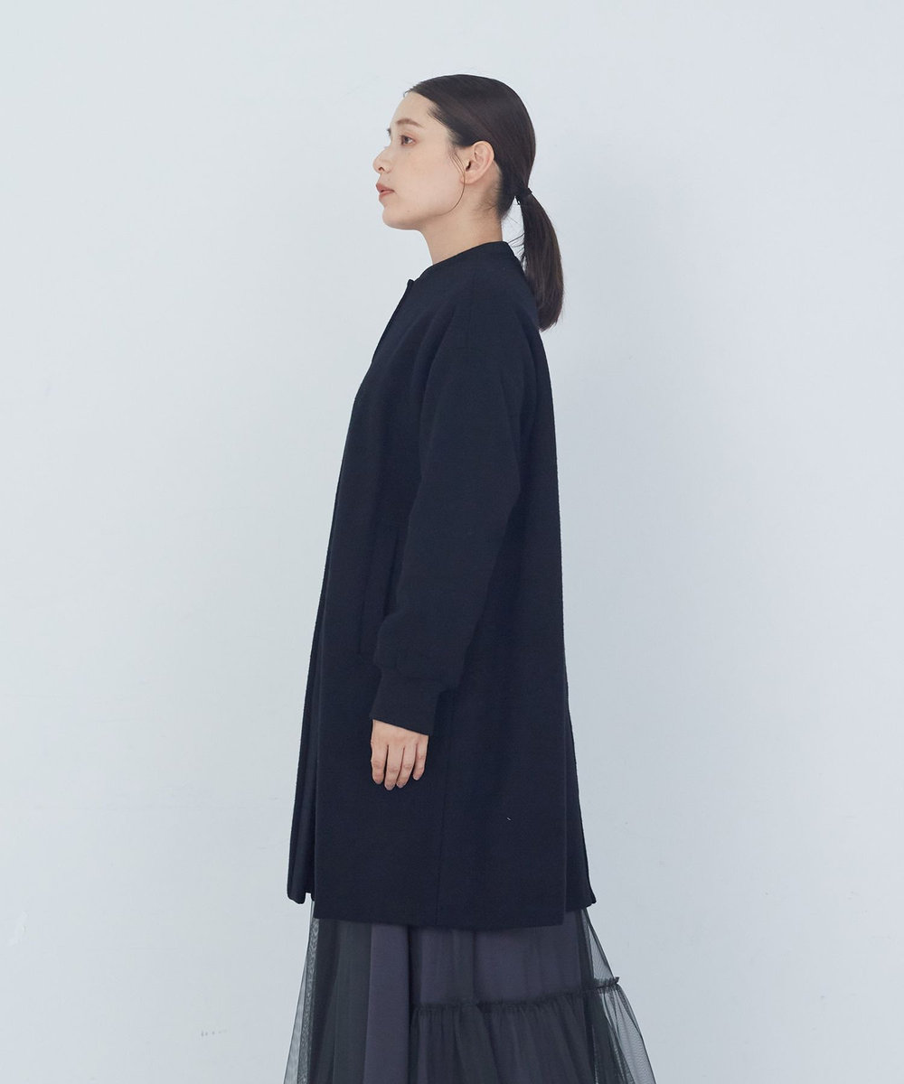 ADIEU TRISTESSE リブ付きハーフコート ブラック