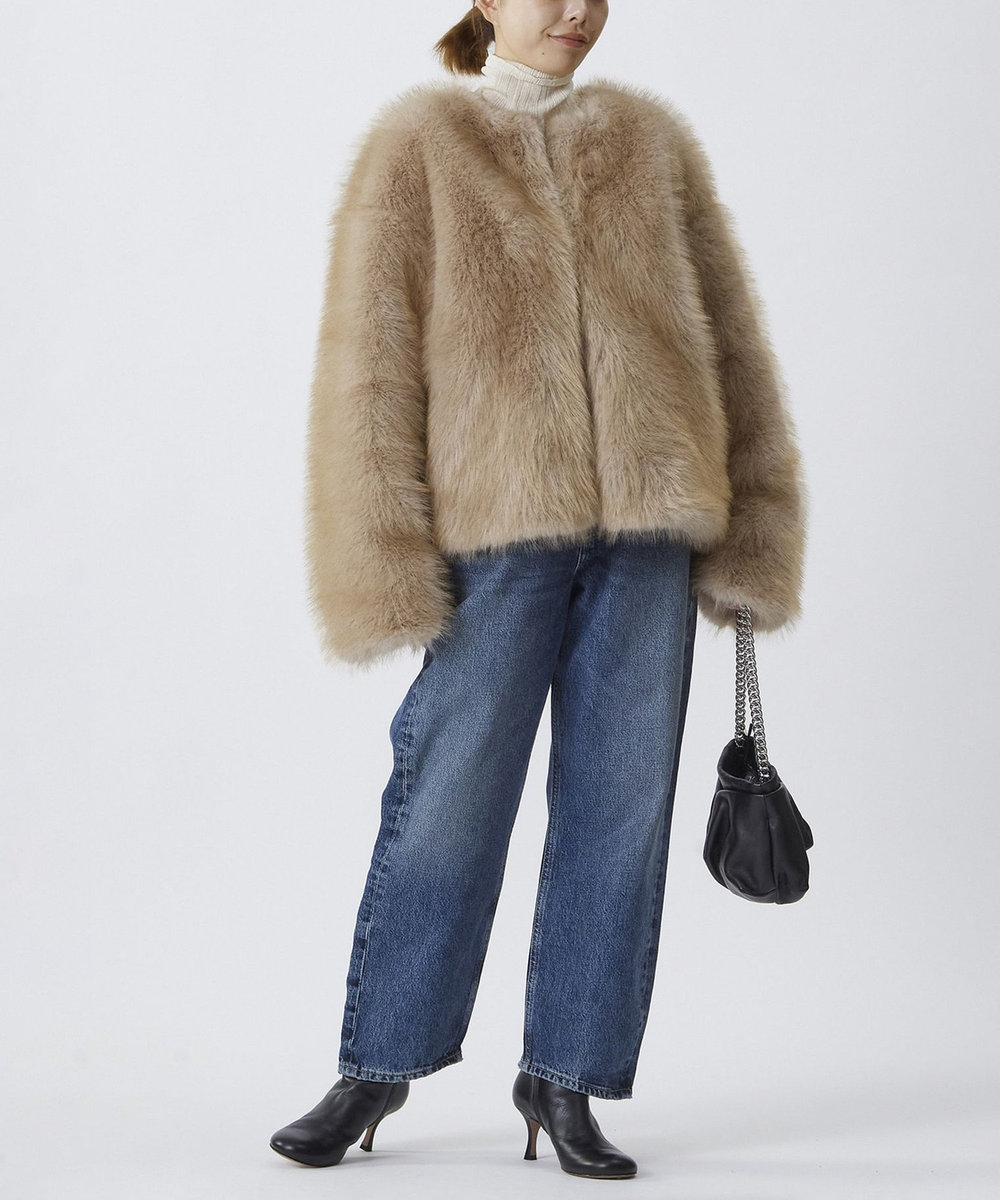 1er Arrondissement ECOPELファーショートコート ベージュ
